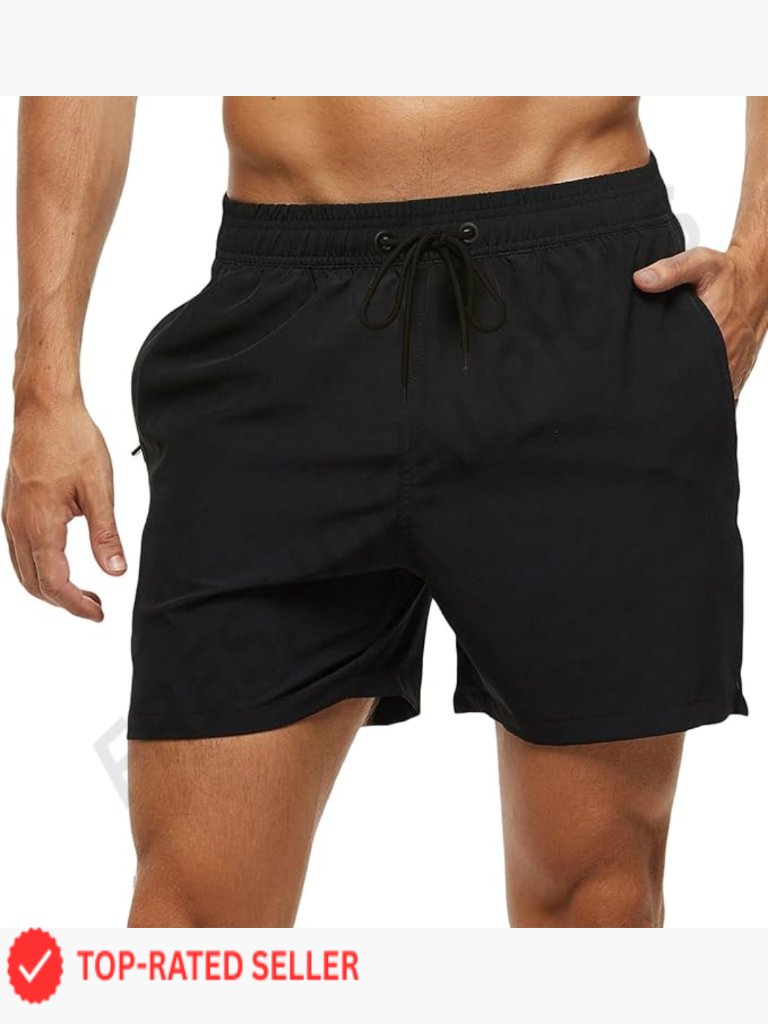 Men's Quick Dry Swim Trunks With Zipper Pockets Mesh Lining Upf 50+